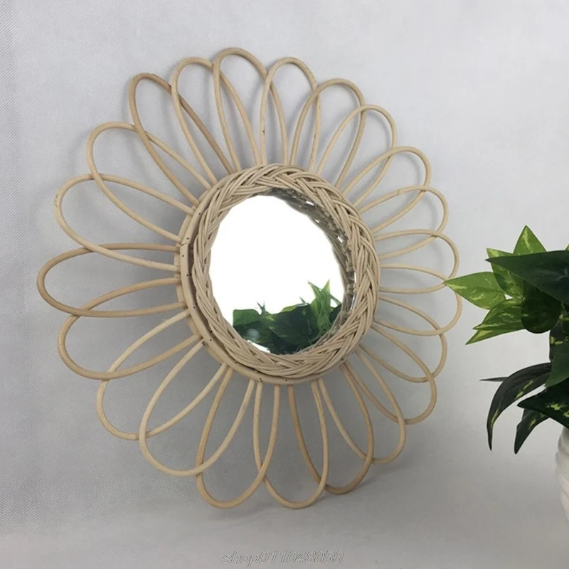 

Rattan Innovative Art Decoration Round Makeup Mirror Dressing Bathroom Wall Hanging Mirrors Craft D18 20 Dropshipping