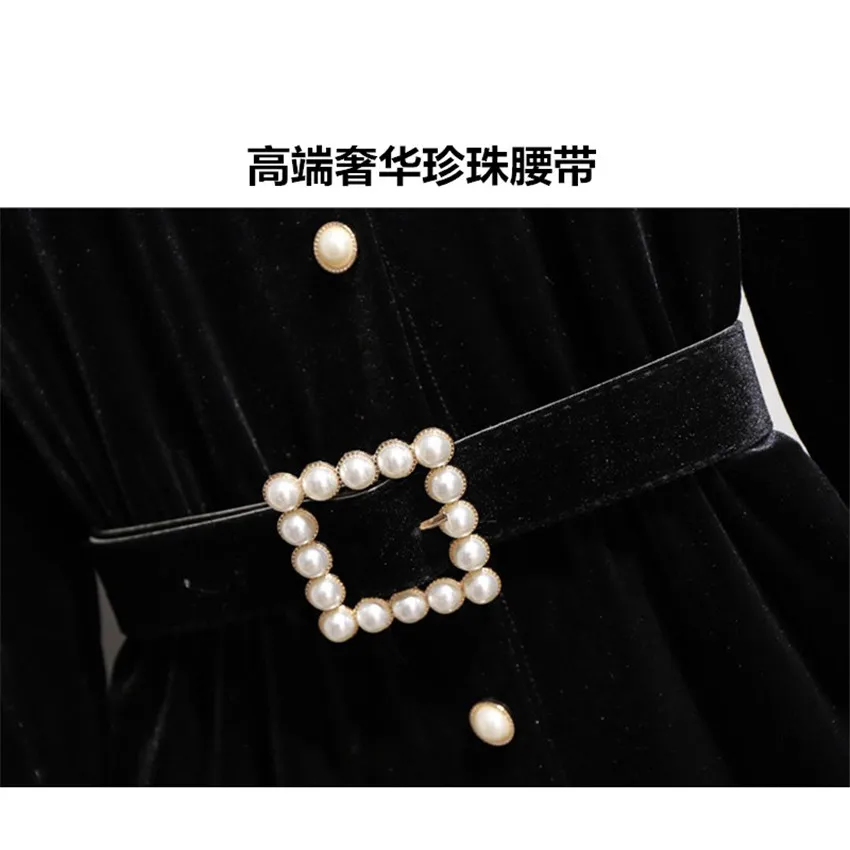 Женское бархатное платье с длинным рукавом винтажное средней длины поясом