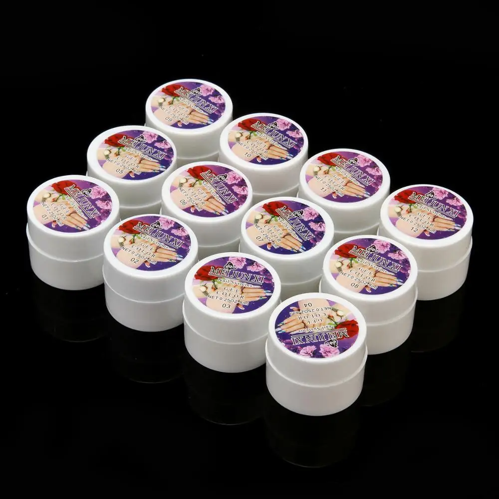 Гелевая Кисть для наращивания ногтей 12 цветов верхнее покрытие полный набор