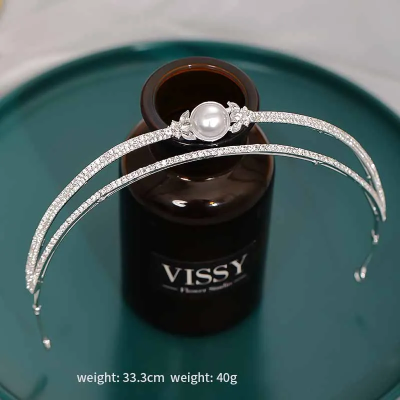 Серебряный Цвет Корона и Тиара Свадебные аксессуары для волос Perals повязки женщин