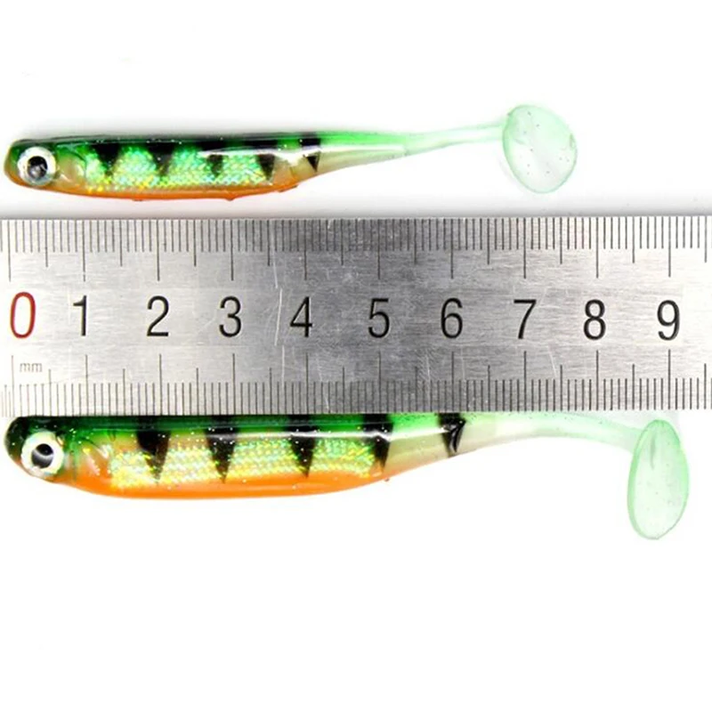 Мягкая рыболовная приманка T-образный хвост искусственные блестки качели