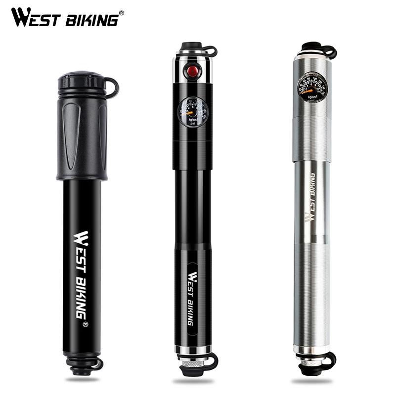 WEST BIKING мини велосипедные насосы с манометром 160 фунтов/кв. дюйм насос высокого давления шланг воздушный насос Schrader AV/FV амортизатор вилка шины велосипедный насос
