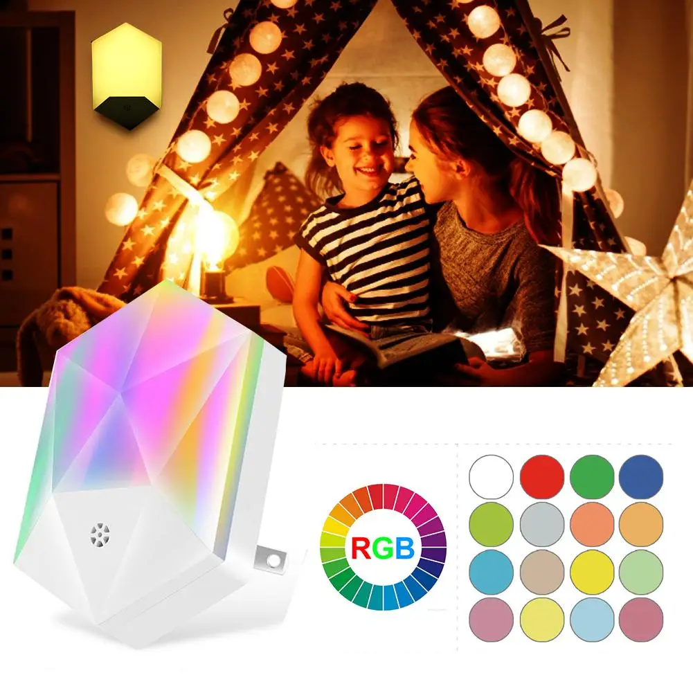 AC 100V-240V 16 Color Mini LED Night Light UK Plug For Dark Baby Sleeping Bedside Lamps Remote Control Lig | Освещение