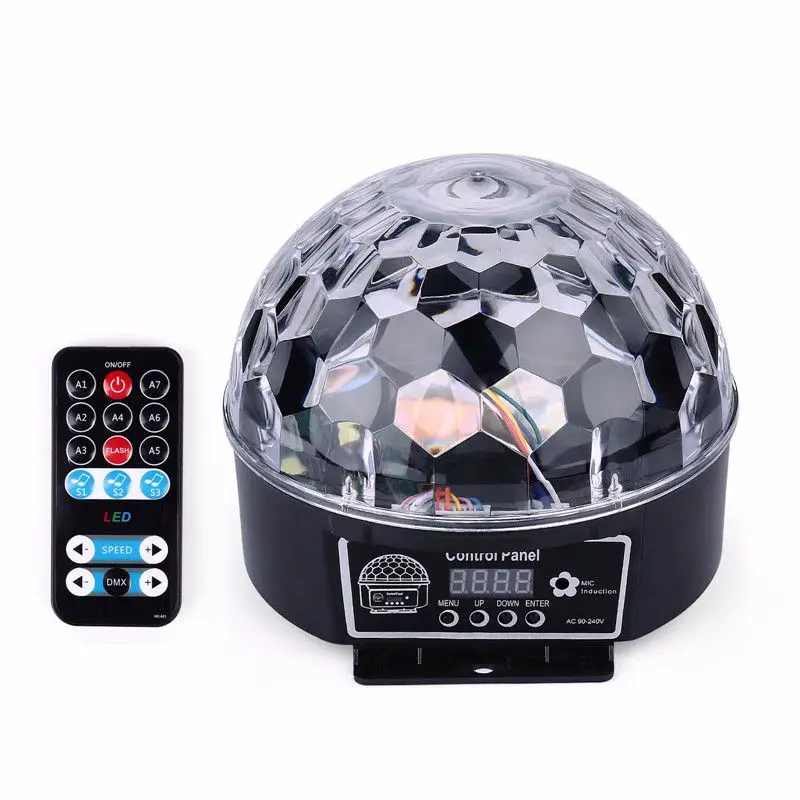 DJ 9 Colors 27W Crystal Magic Ball Led Stage Lamp Party Lights Sound Control Christmas Laser Projector  21 Modes  Laser Light
