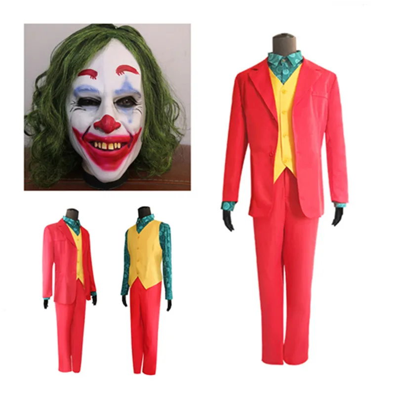 

Костюм для косплея из фильма «ужас Джокер», костюм для вечеринки на Хэллоуин, зеленый парик клоуна для взрослых и детей, для карнавала, Пурим