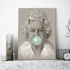 Плакаты и принты королевы, выдувающие пузыри, Елизавета II, картины на холсте, картина для гостиной, домашний декор в скандинавском стиле, фреска