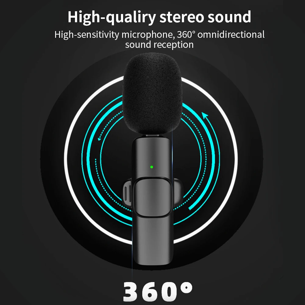 

Wireless Lavalier Microphone Portable Audio Video Recording Mini Mic For iPhone Android Facebook Youtube Live Broadcast Gaming