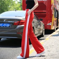 side stripe casual sweatpants women elastic high waist joggers trend fashion loose flare pants plus size wide leg trousers