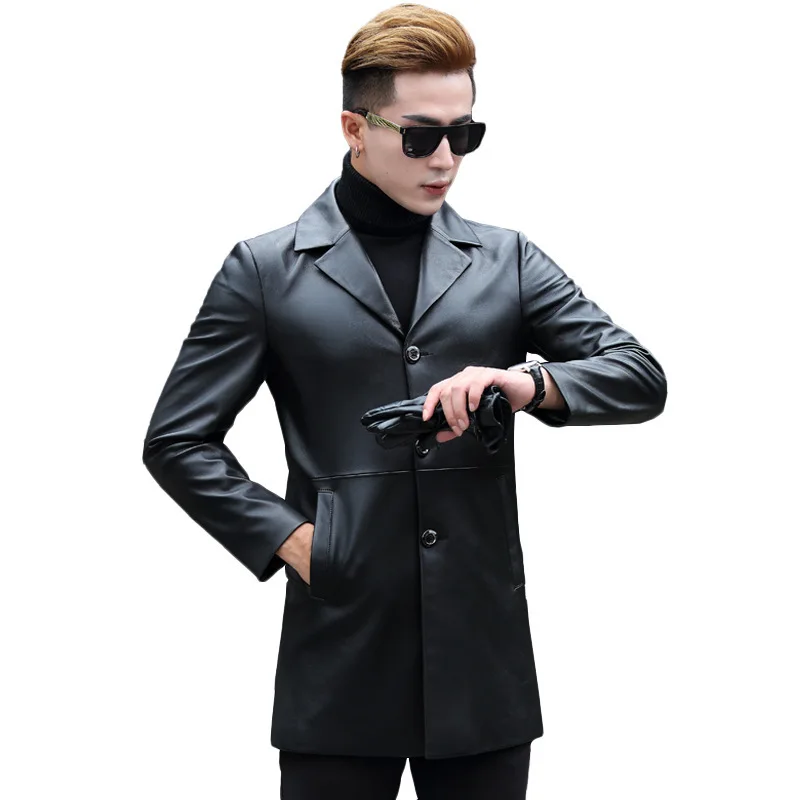 

Winter Fashion Sheepskin Paragraph Dust Coat Grows In Jacket Men New Leisure