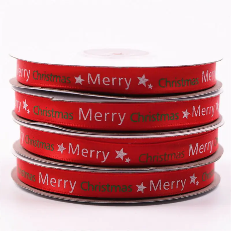 Красная рождественская лента для упаковки подарков на Рождество украшение