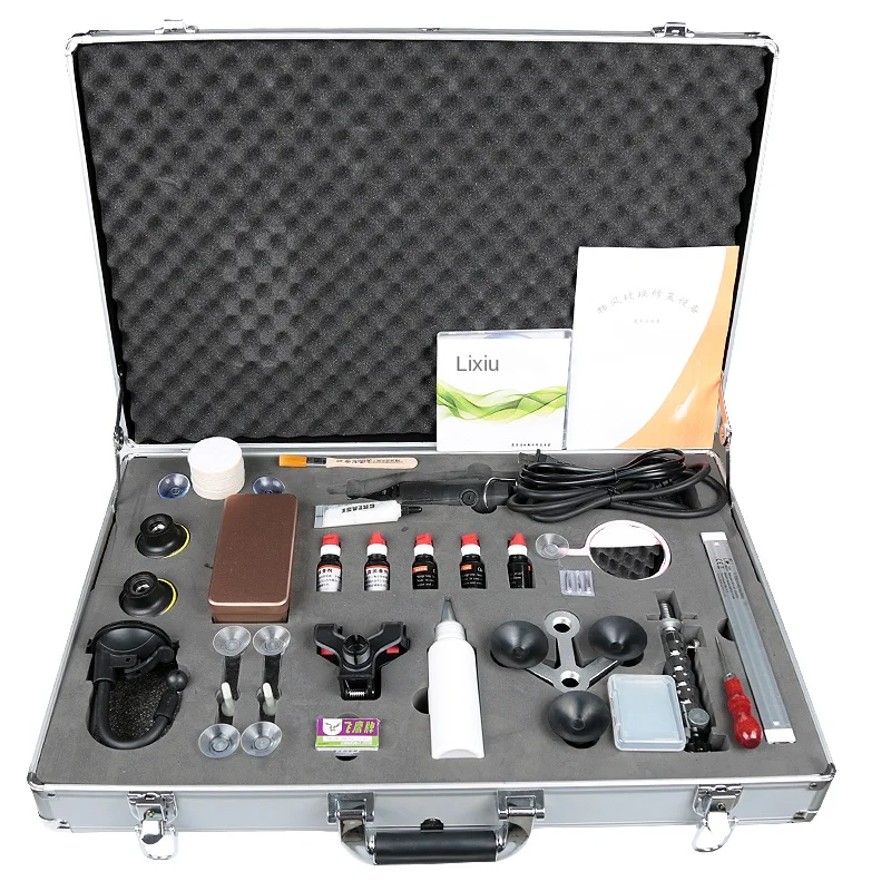 

Vehicle glass repair tool kit front windshield crack breakage cattle eye resin drill bit glue injector
