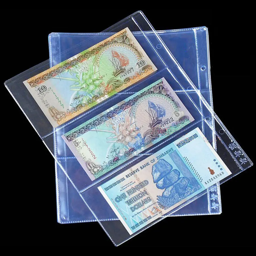 Альбом для банкнот 10 шт./лот 3 кармана на странице|banknotes plastic page|paper money collectionbanknotes