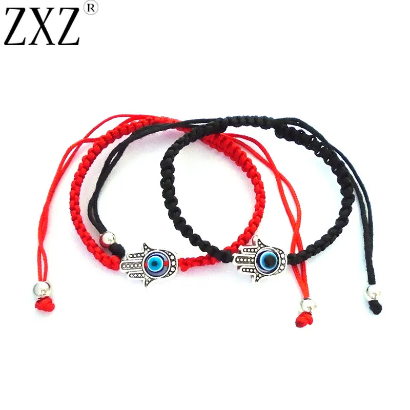ZXZ 5 шт. этнический Хамса ручной синий турецкий глаз браслет работы красная черная