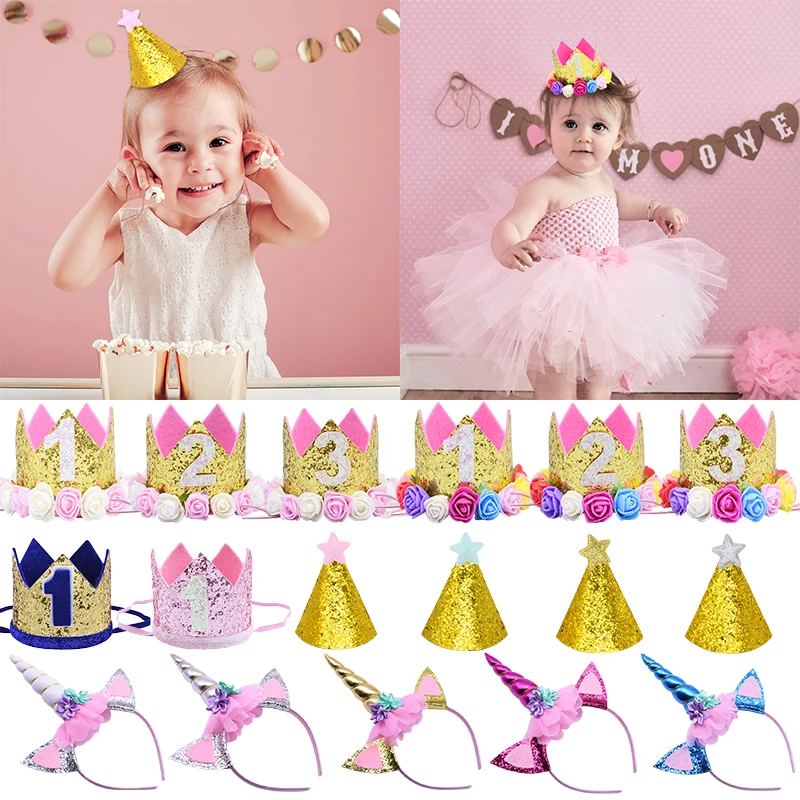 Головной убор для детей на первый день рождения шапки размер 1/2/3 лет|Шляпы