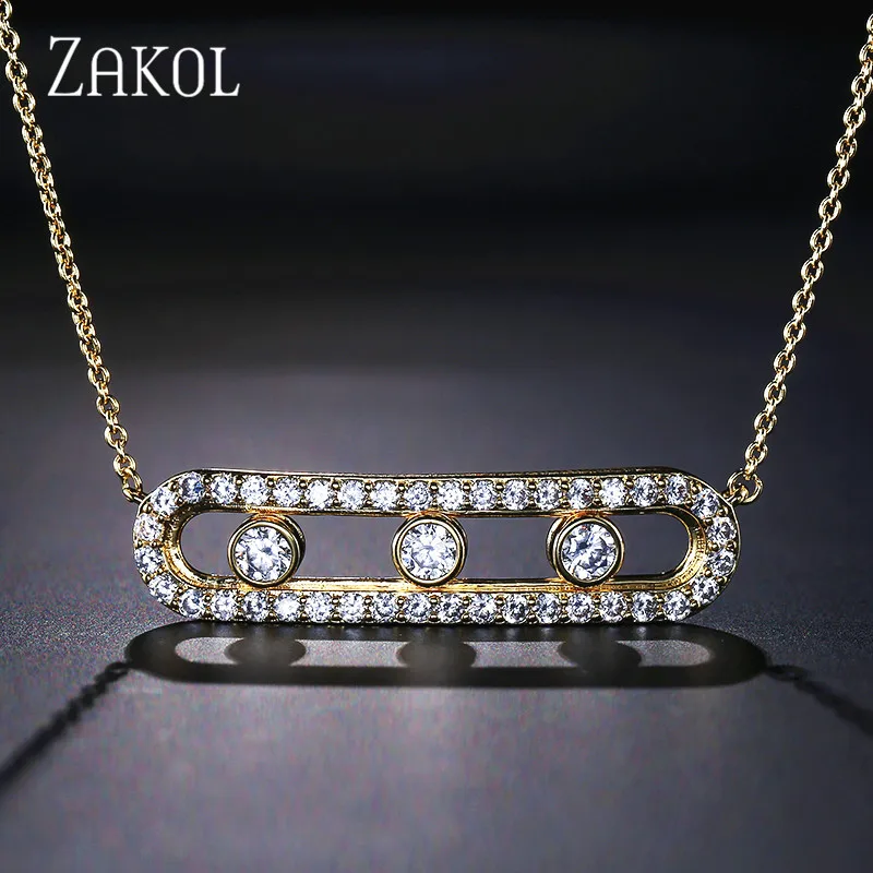 Gold Color ZAKOL модный роскошный браслет для матери прозрачный белый круглый камень свадебные украшения Новая энергия для женщин вечерние FSBP2013 - Окраска металла: Gold Color
