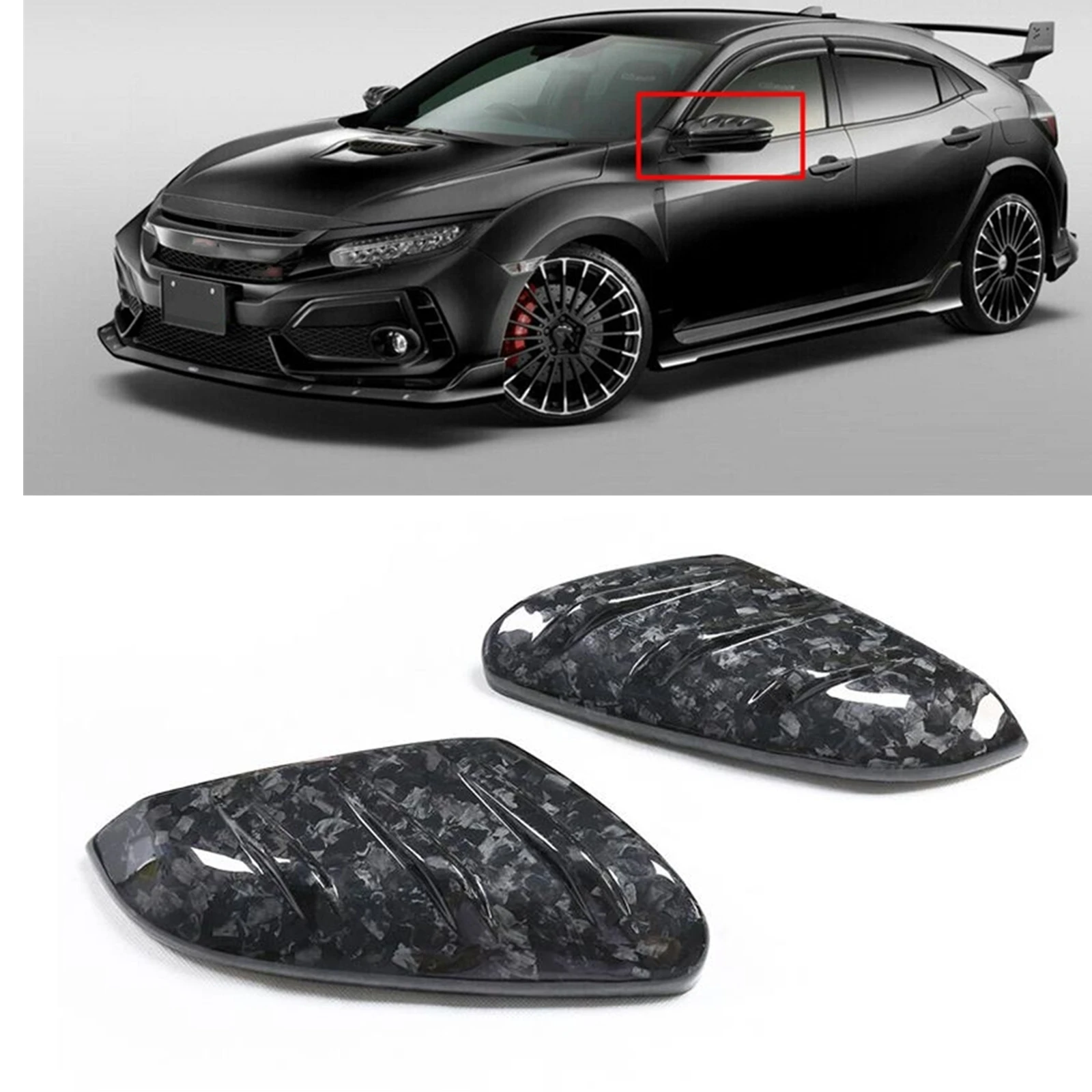 

Чехол для зеркала для Honda Civic Mugen Type-R FK8 2016-2021, кованый колпачок из углеродного волокна для заднего вида автомобиля, задняя оболочка для зеркала заднего вида