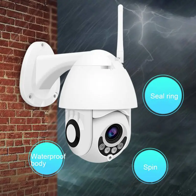 Белый 1080P WiFi ip-камера Беспроводная Проводная PTZ наружная скоростная купольная