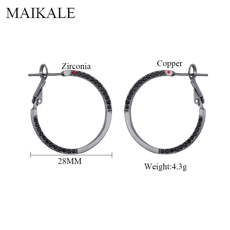 MAIKALE новые модные большие серьги круги Золотые/ААА черные кубические циркониевые