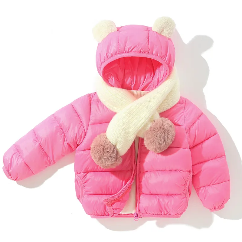 Детское пуховое пальто модное однотонное унисекс с капюшоном для младенцев зимы