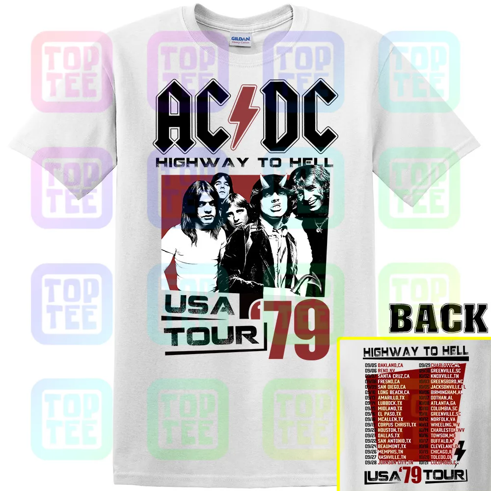 ACDC Highway to Hell USA Tour 1979 Мужская футболка Винтаж Рок-Группа Альбом Мерч