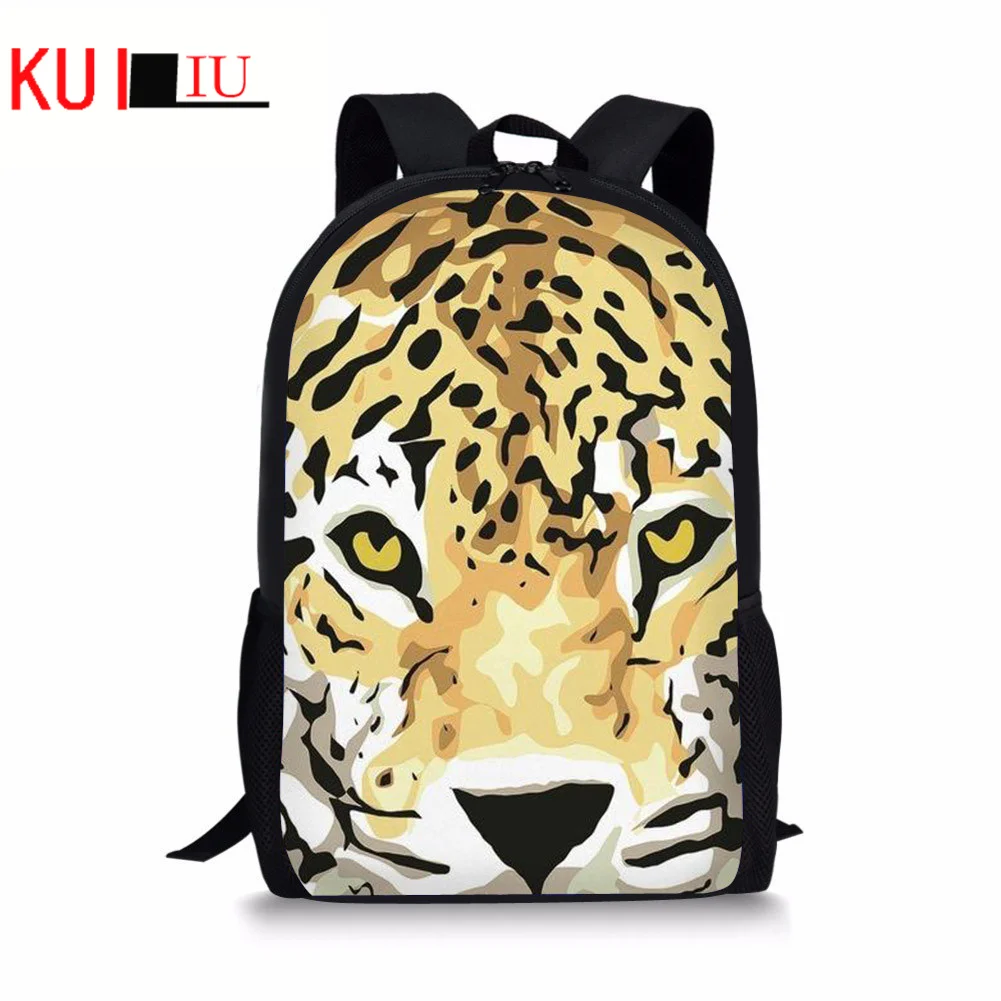 

Animals 3D Print Women Travel Backpacks Teens Boys Girls Elementary Backpack Leopard Head Photo Custom Kids School Bags Gift