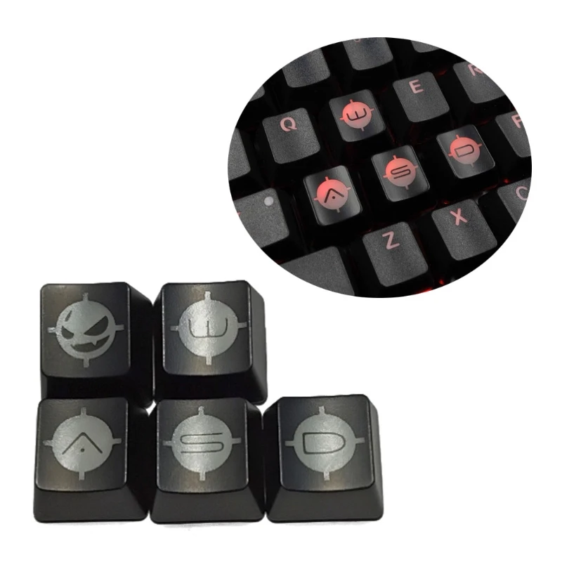 

5Pcs ABS Keycap Mechanics Keyboard Keycap Small Devil keycaps ESC WASD Backlight KeyCap