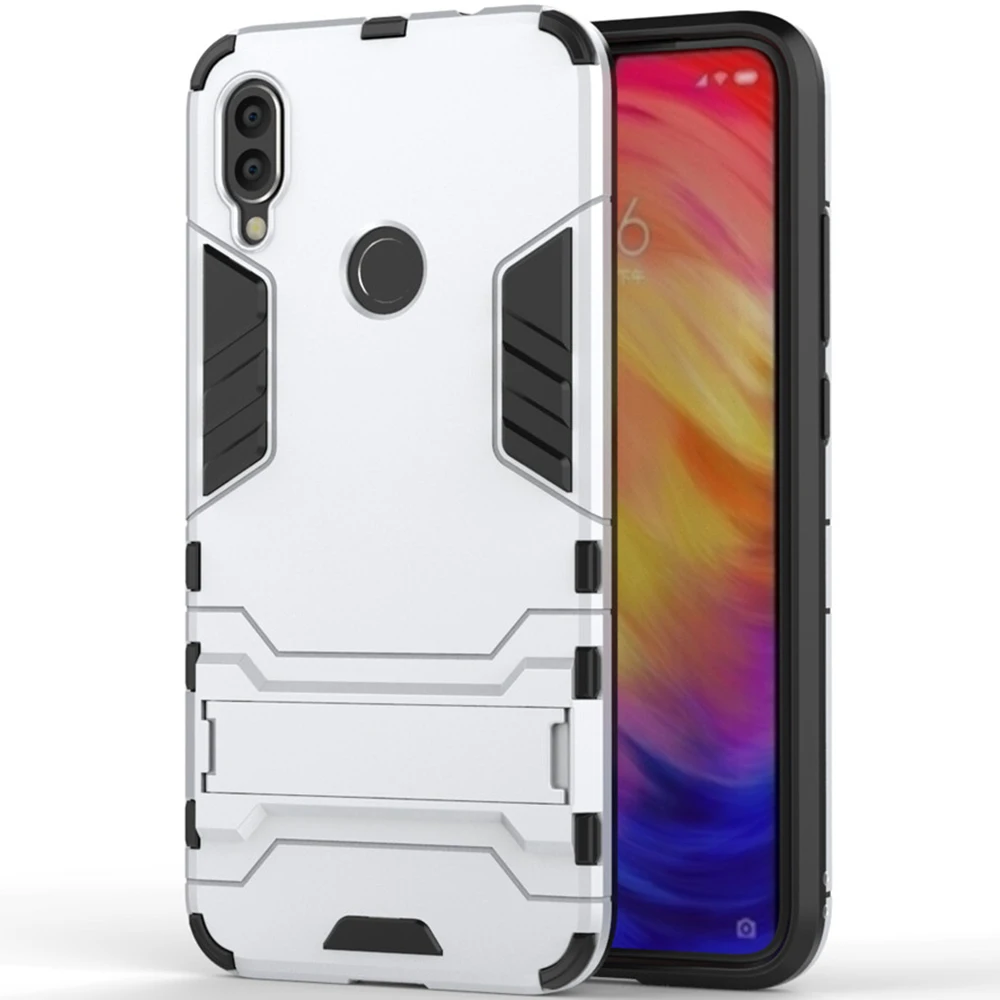 Для Xiaomi Redmi Note 7 чехол Роскошный Железный человек Стенд чехол жесткий Броня+ Мягкий Силиконовый ТПУ чехол для Xiaomi Redmi Note 7
