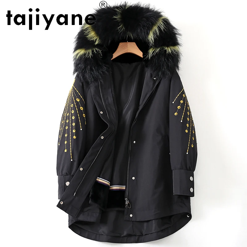 

Tajiyane Women's Jacket 2020 Natural Rex Rabbit Fur Lining Coat Woman Real Fox Fur Collar Hooded Parkas Abrigos Mujer TN471