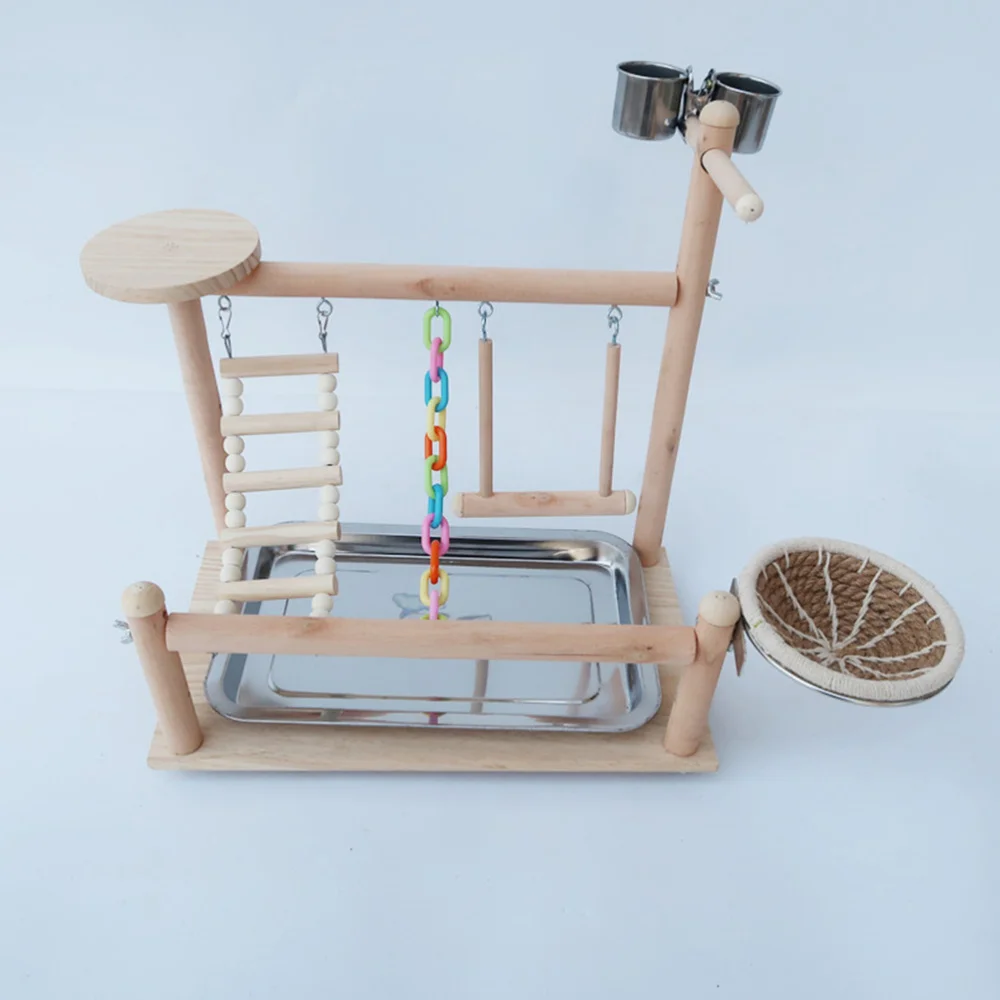 

1Set Wooden Bird Stand Ladder Parrot Swing Pet Bird Exercise Playing