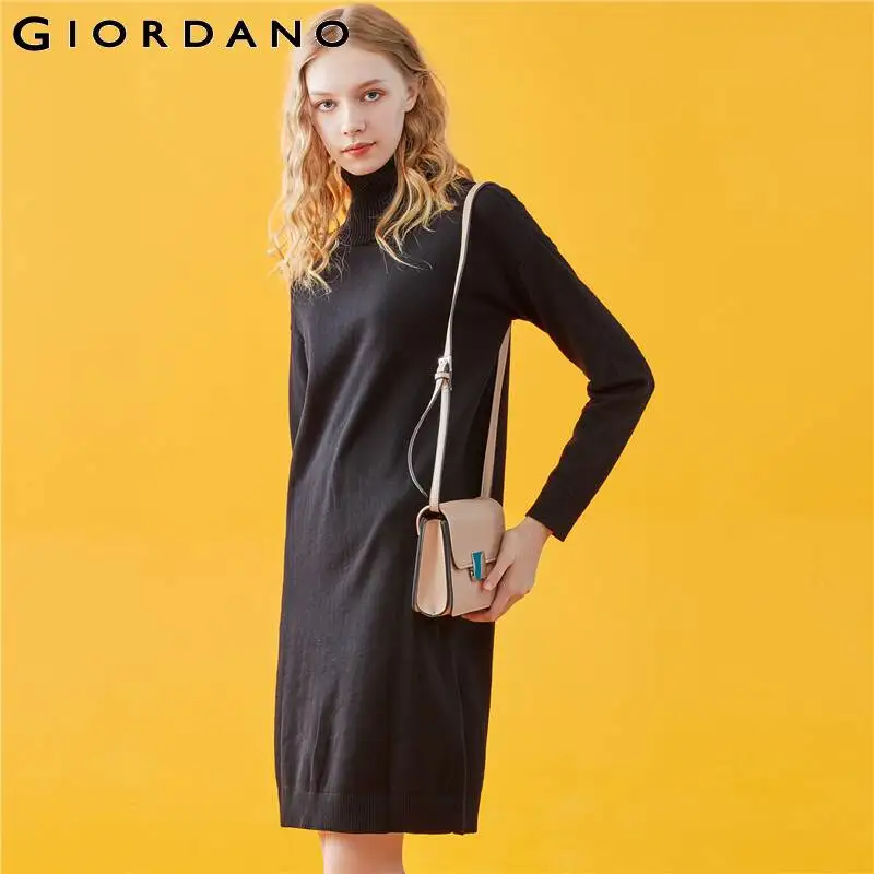 Giordano женское трикотажное платье с высоким воротом