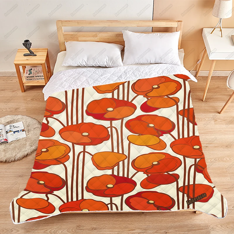 

Custom Poppies Seamless Background Home Sofa Cover Quilt Queen Size Kids Adult Blankets for Beds Soft Outdoor Camping Quilt