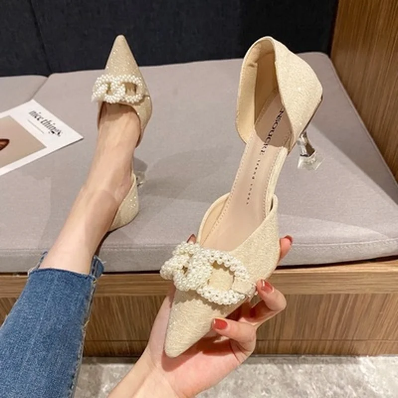 

Pearl Black OL Heels Women 2021 Fashion Women Elegant Party Sexy High Heels Korean High Heels for Women Heels Women