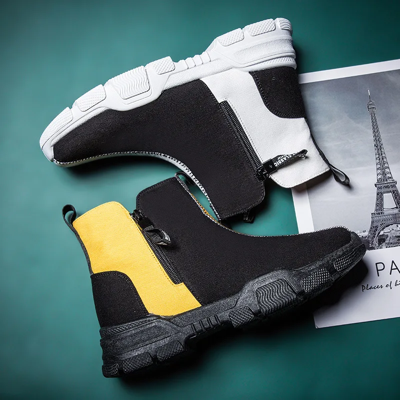 

New Boots Men Winter Leather Snow Boots Men Working Ankel Boots Warm Lace Up High Top Shoes Shoes Men Safety Shoes