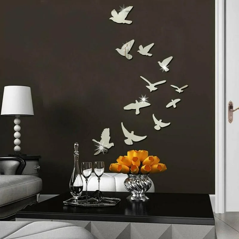 Акриловые Diy птица зеркало стены Стикеры светильник Вес легко Спальня для