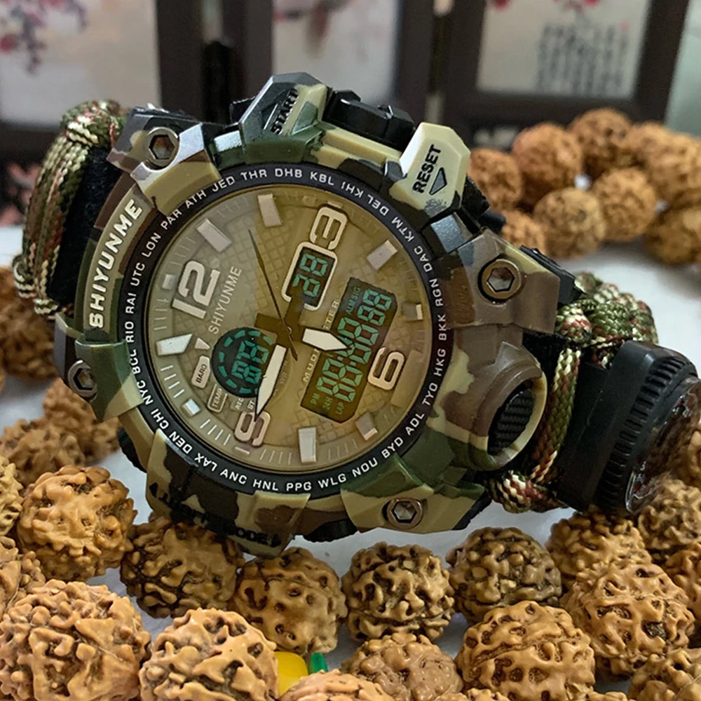 

SHIYUNME Brand Camouflage Military Digital Quartz Watch Men Waterproof Shock Outdoor Sports Watches Mens Relogio Masculino