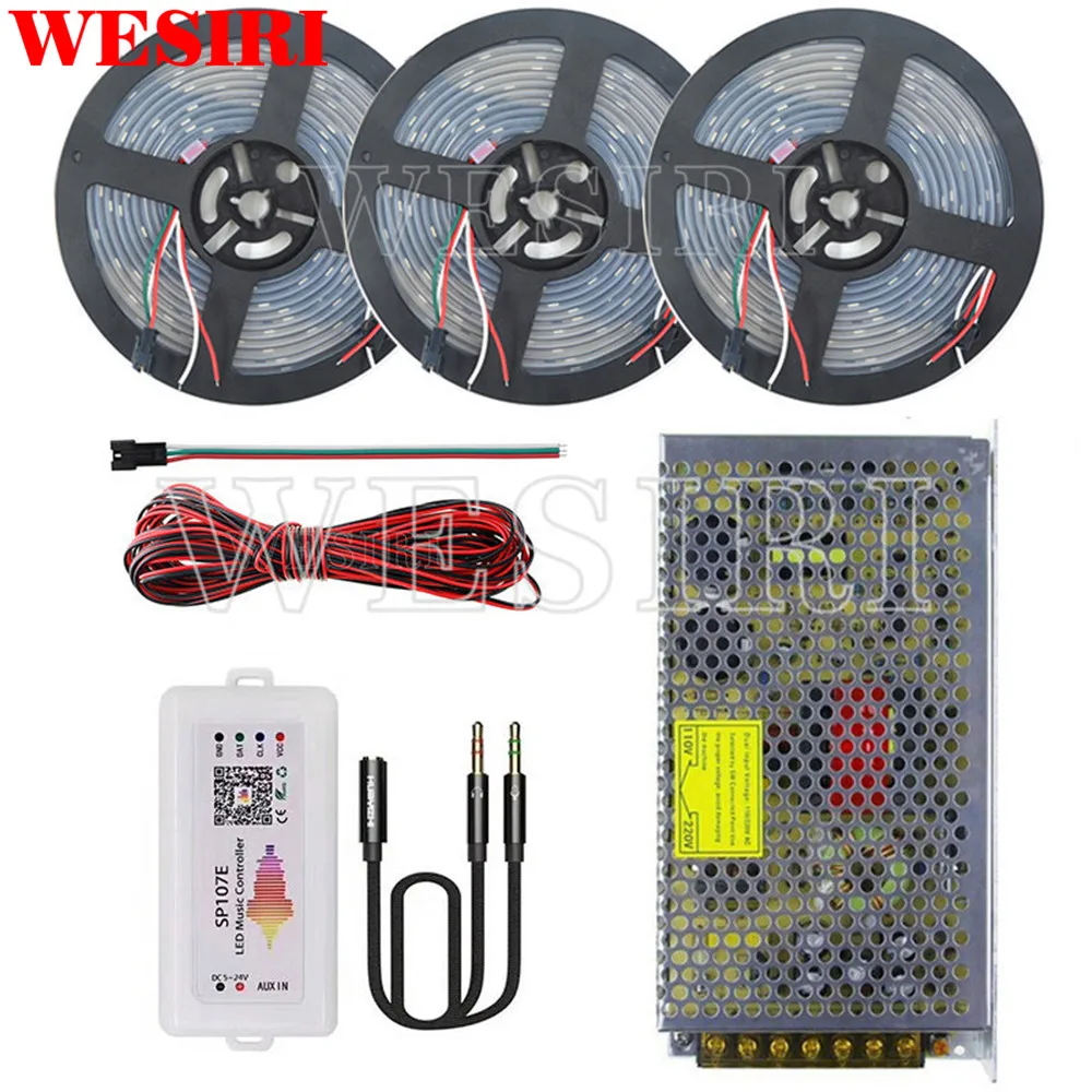 DC5V 5m/10m/15m 300 светодиодный s WS2812B Адресуемая Светодиодная лента + sp107 e APP музыкальный
