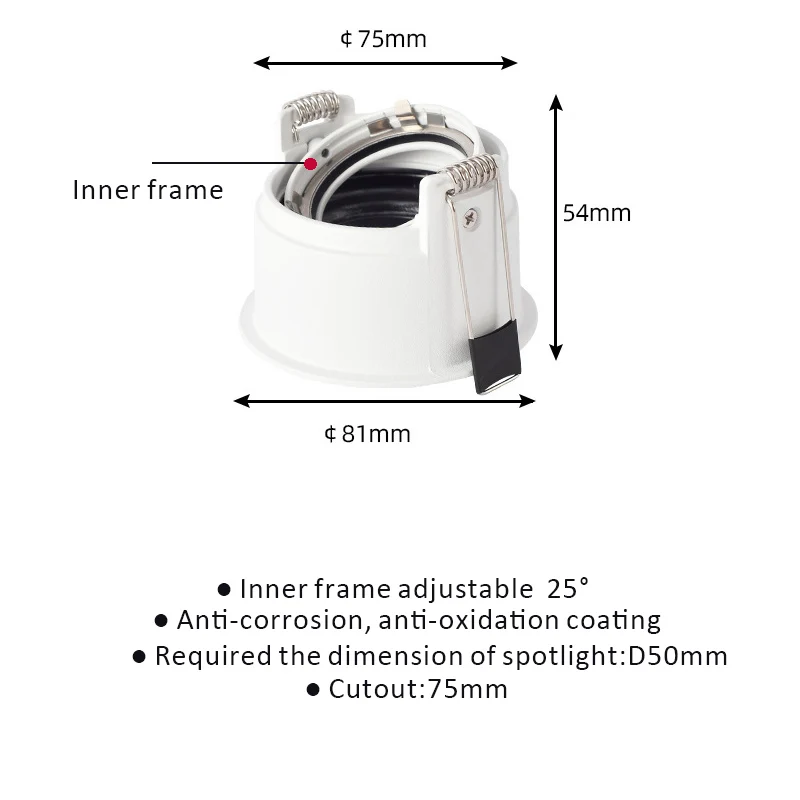 Цвет: белый черный светодиодный точечные потолочные светильники Рамка Анти