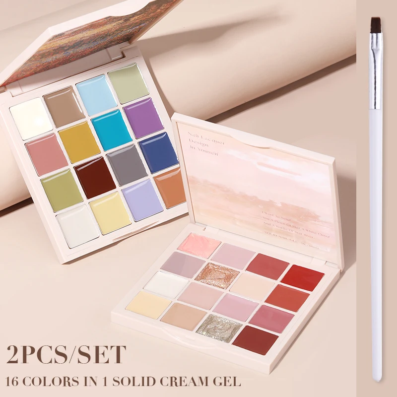 

16 colors in 1 Box Solid Gel Canned Cream Glue Gel Nail Polish All for Manicure Long Lasting Color Nail Varnish Solid Nails Gel