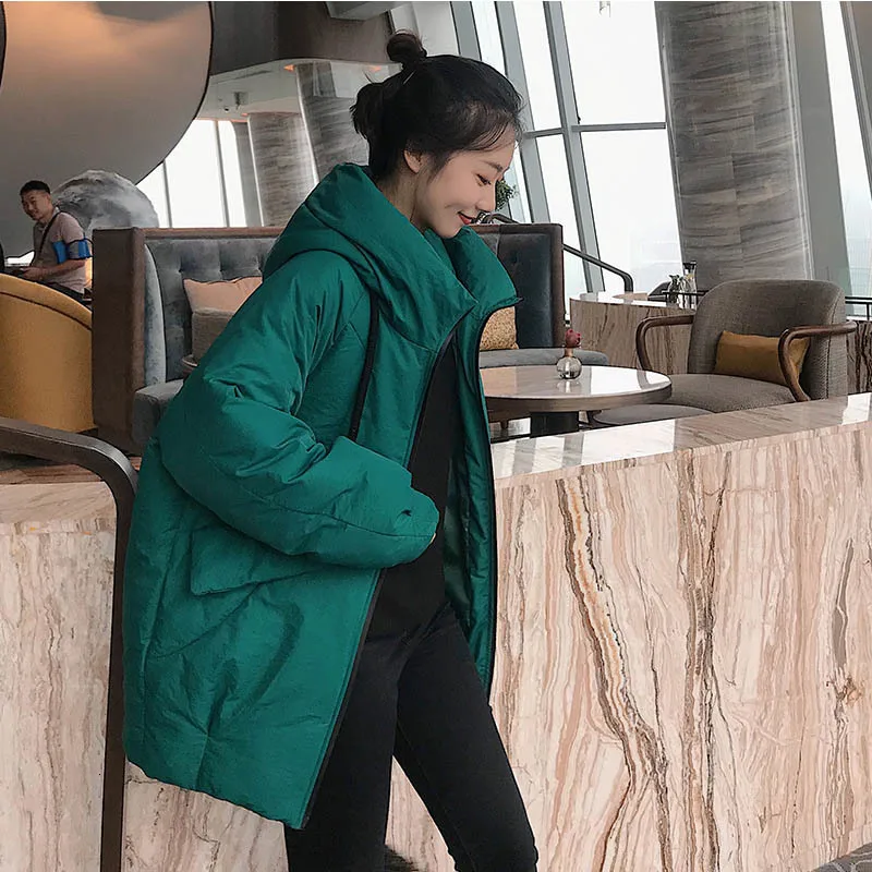 

Women Fashion Long parkas 2020 winter Cotton Padded Lady Casual Loose Jacket Pocket Hooded Thick Warm Coat Overtcoat