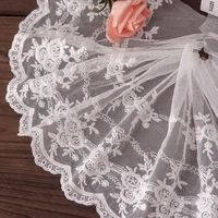 1yard 21cm width white tulle lace fabric ribbons for crafts diy sewing accessories flower embroidery fringe for clothes decor