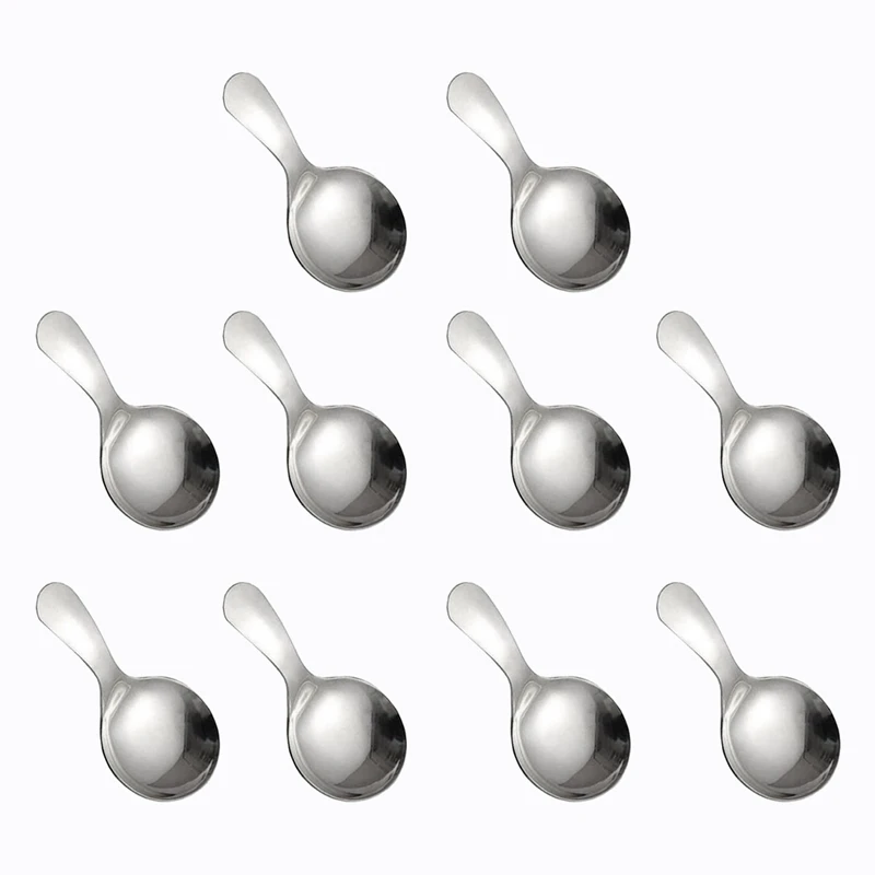 

10 Pcs Stainless Steel Short Handle Spoons Mini Salt Spoons Condiments Spoon Dessert Spoon Tea Coffee Spoons,Silver