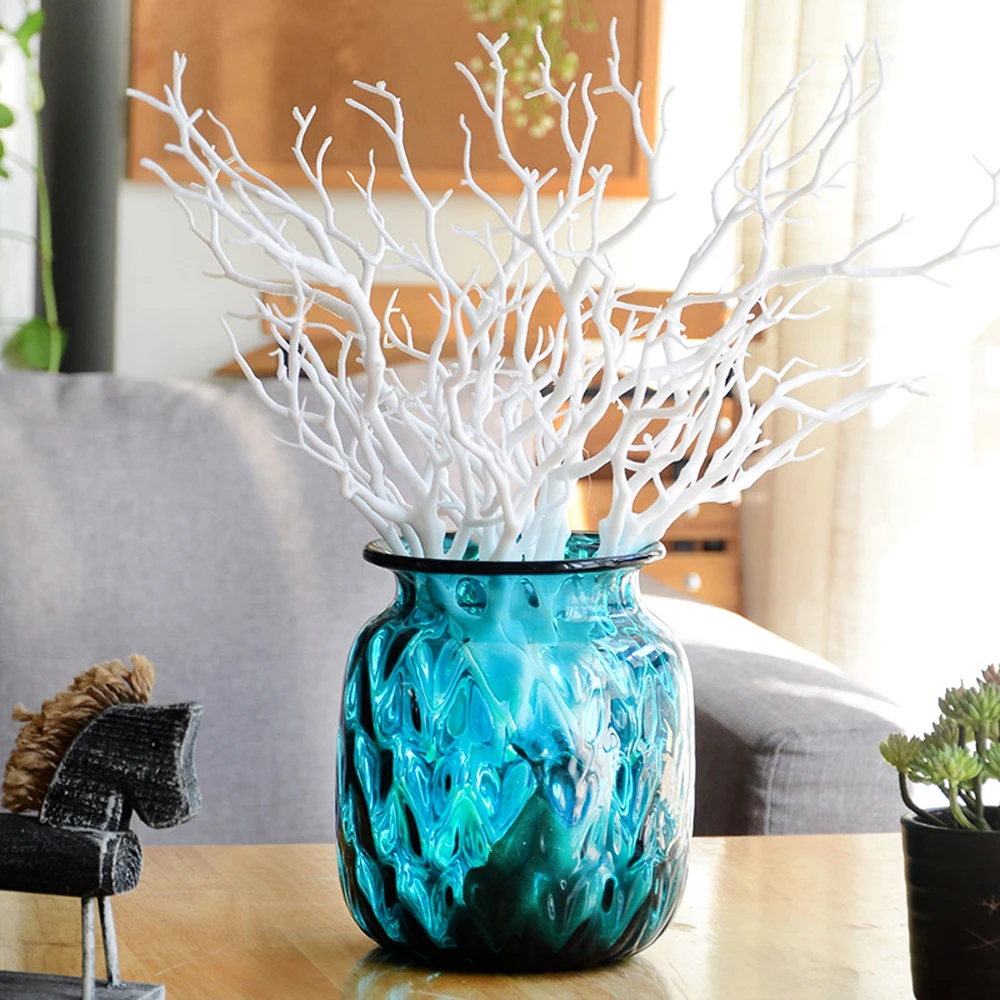 1Pcs 35cm Artificial Tree Branch Simulation Peacock Coral Plastic Fake Plant Balcony Decor DIY Wedding Home Decoration | Дом и сад