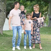 summer family matching outfit mother and daughter dress baby romper daddy and son t shirt family look clothes with children