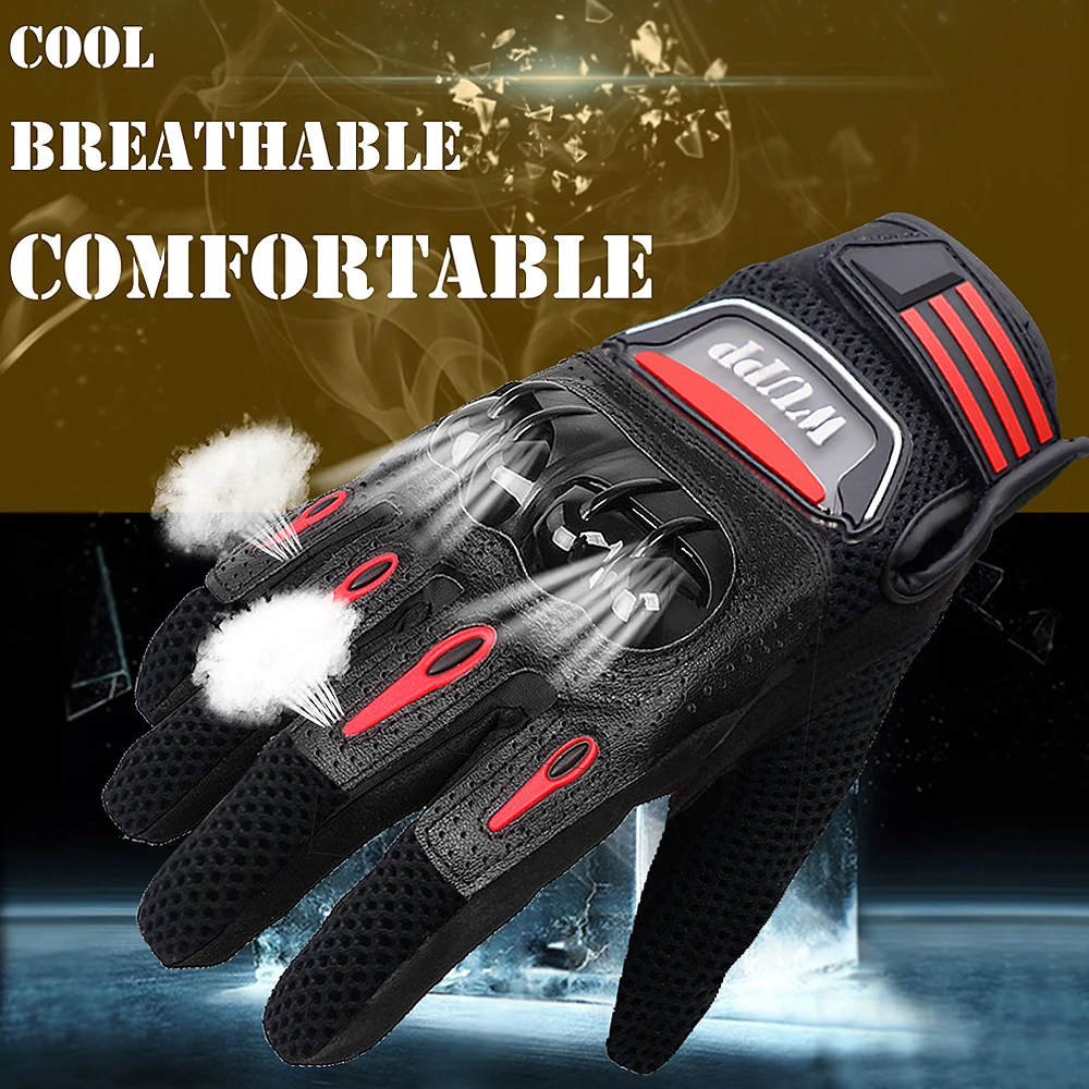 

Touch Screen Skid Resistance Breathable Wearable Protective Gloves Wear & Tear Anti Skid Resistance Full Finger Motorcycle Glove