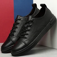 fashion mens shoes casual genuine leather platform sneakers male classic black or white waterproof shoe man flats shoes for men