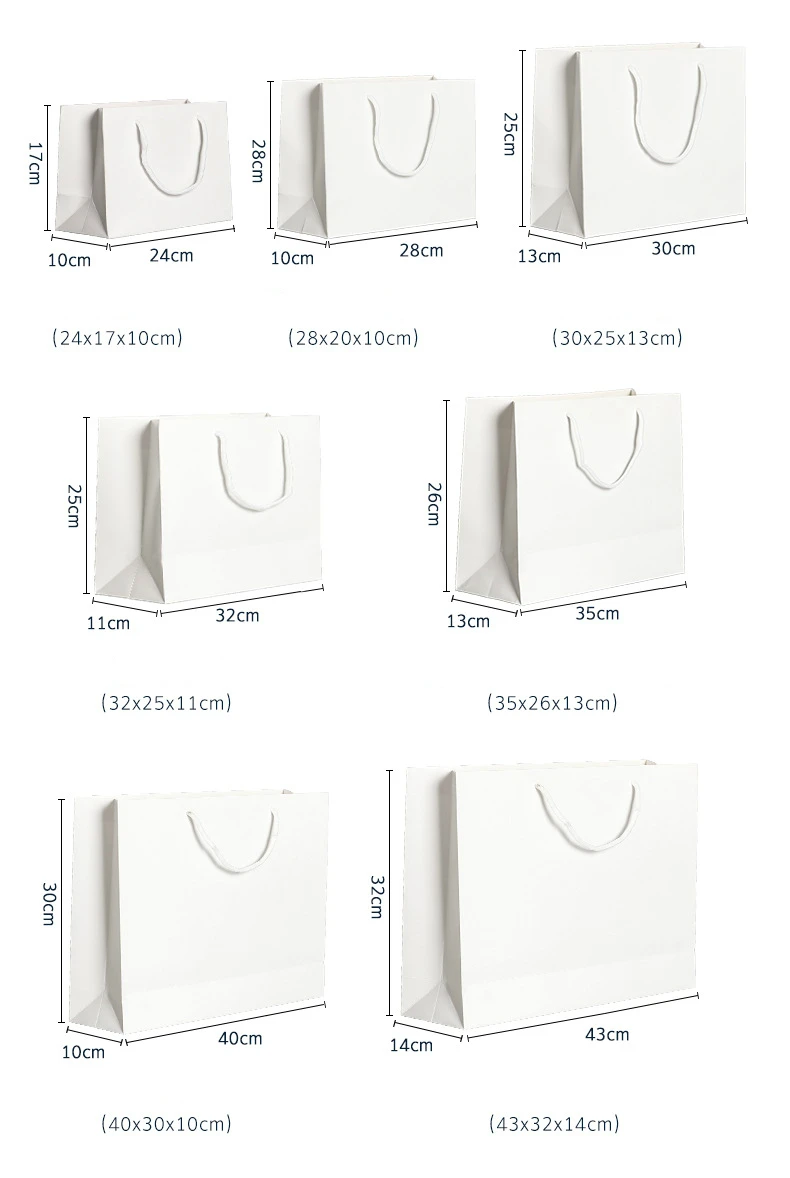 10pcs White Paper Bag Small Gift bag Shopping Bags Thick Rope Handle Clothes Garment packing | Дом и сад