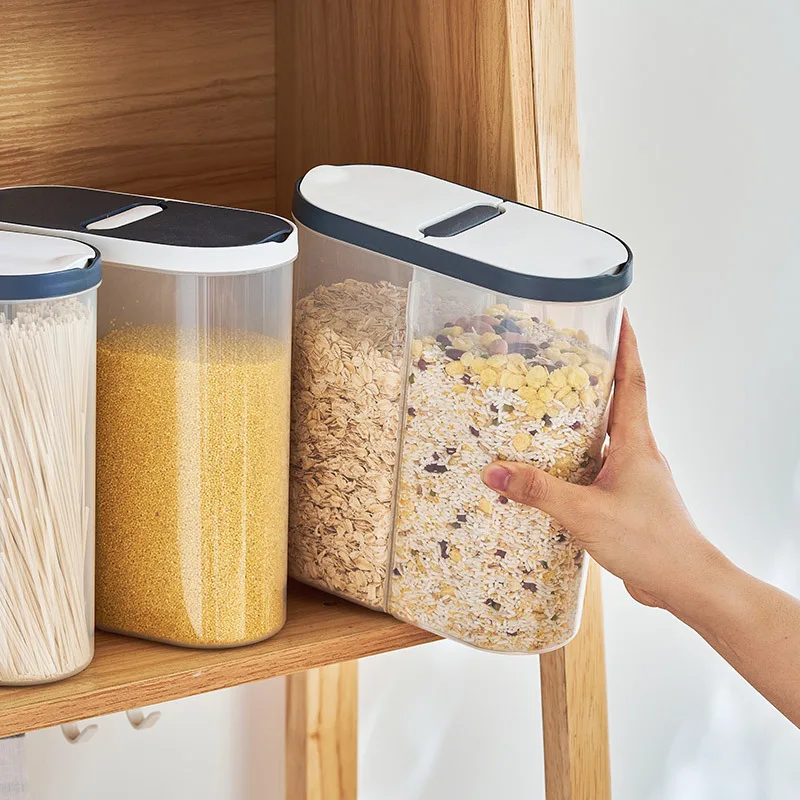New Plastic Storage Container Pasta Rice Dispenser Cereals Organizer Boxes Cabinet Fridge Storage Jars Home Kitchen Accessories