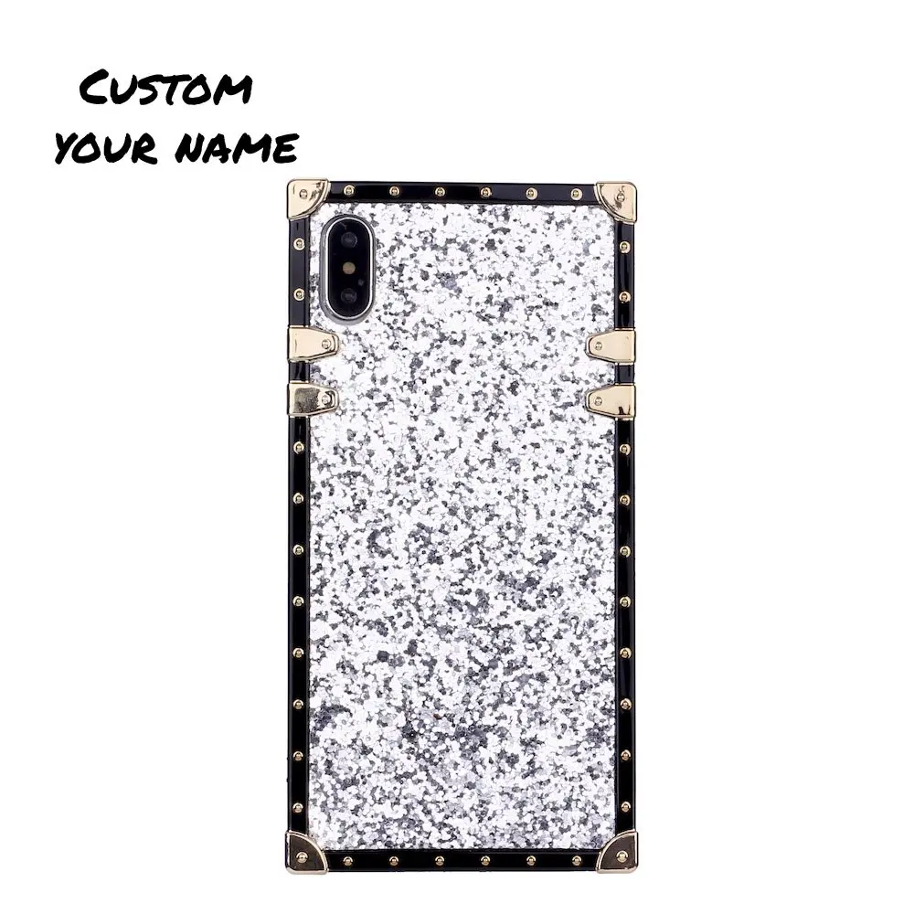Silver Glitter Индивидуальный блестящий чехол для телефона, персонализированное имя, блестящий чехол для багажника, чехол для iPhone 11 Pro 6 6S 7Plus 8Plus 7 8 XR X XS Max - Цвет: Silver Glitter