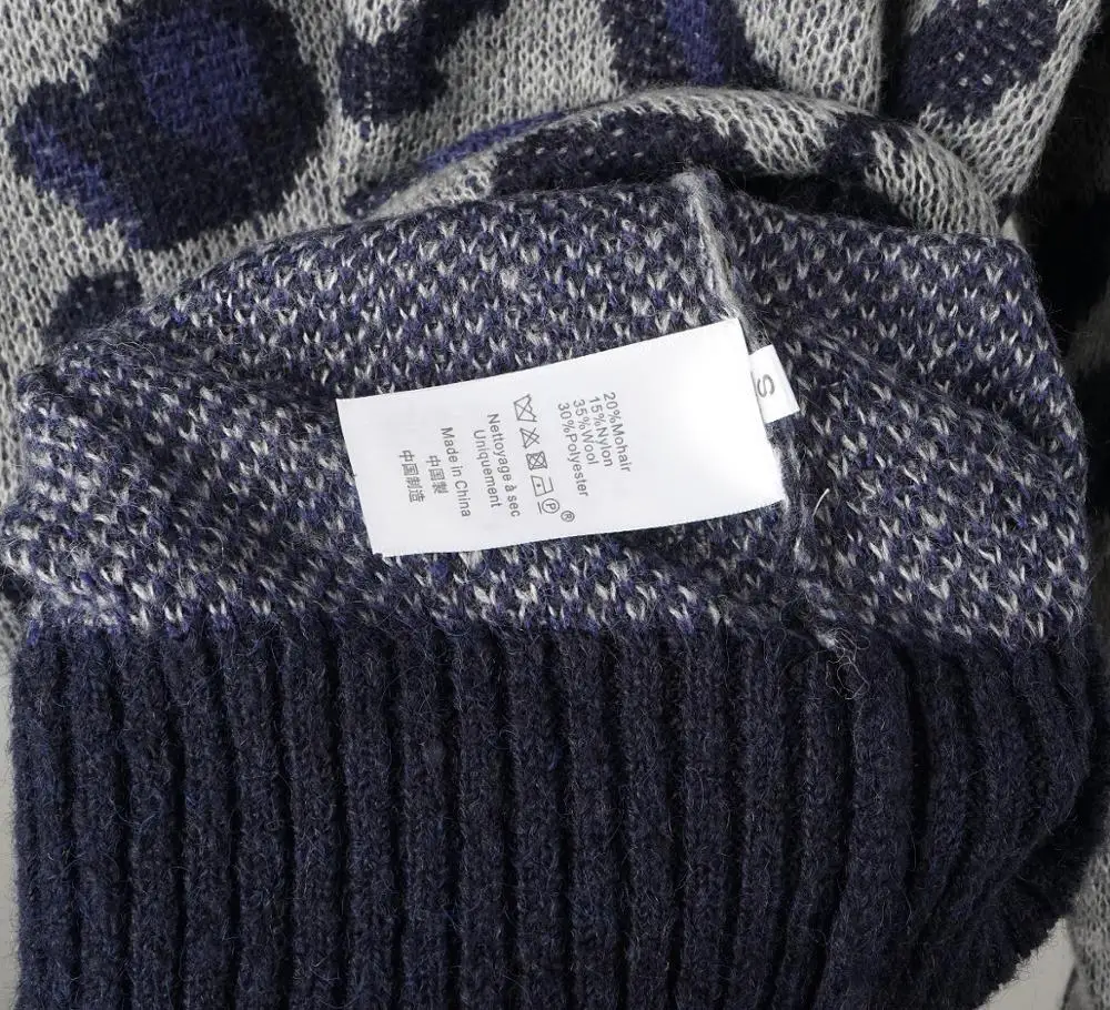 

Autumn Winter Sweater Women Leopard Jacquard O-neck Long Sleeve Casual Pullovers