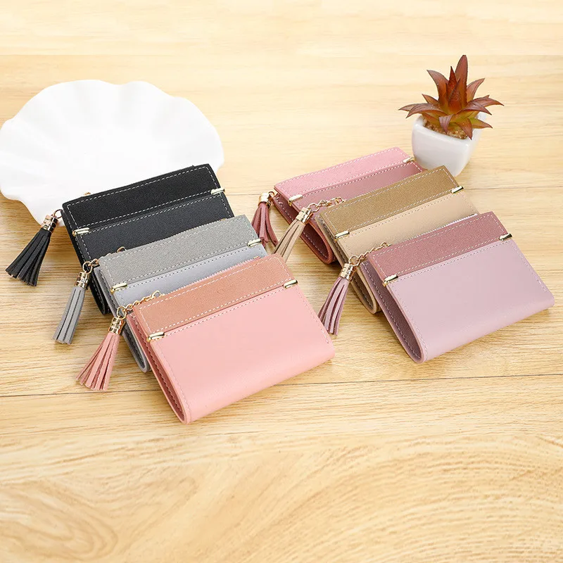 Новинка 2019 Женский кошелек из искусственной кожи с кисточками женский короткий
